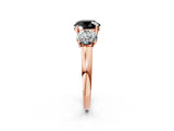Rose gold Three-Stone Fancy Black Round Cut Cut Solitaire Ring with Classic Prong Setting_2