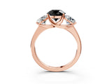 Rose gold Three-Stone Fancy Black Round Cut Cut Solitaire Ring with Classic Prong Setting_3