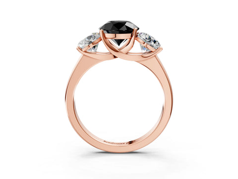 Rose gold Three-Stone Fancy Black Round Cut Cut Solitaire Ring with Classic Prong Setting_3