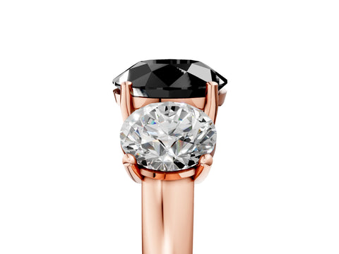 Rose gold Three-Stone Fancy Black Round Cut Cut Solitaire Ring with Classic Prong Setting_5