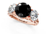 Rose gold Three-Stone Fancy Black Round Cut Diamond Braided Band Ring with Four-Prong Setting_13