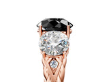 Rose gold Three-Stone Fancy Black Round Cut Diamond Braided Band Ring with Four-Prong Setting_17
