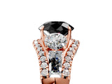 Rose gold Three-Stone Fancy Black Round Cut Diamond Engagement Ring with Pave Band and Prong Setting_5