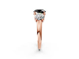 Rose gold Three-Stone Fancy Black Round Cut Diamond Engagement Ring with Prong Setting_5