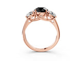 Rose gold Three-Stone Fancy Black Round Cut Diamond Engagement Ring with Prong Setting_6