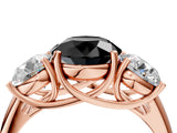 Rose gold Three-Stone Fancy Black Round Cut Diamond Engagement Ring with Prong Setting_7