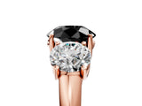 Rose gold Three-Stone Fancy Black Round Cut Diamond Engagement Ring with Prong Setting_8