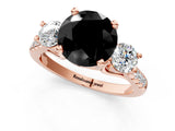 Rose gold Three-Stone Fancy Black Round Cut Diamond Pavé Band with Four-Prong Setting_1