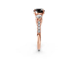 Rose gold Three-Stone Fancy Black Round Cut Diamond Pavé Band with Four-Prong Setting_2