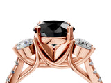 Rose gold Three-Stone Fancy Black Round Cut Diamond Pavé Band with Four-Prong Setting_4
