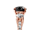 Rose gold Three-Stone Fancy Black Round Cut Diamond Pavé Band with Four-Prong Setting_5