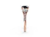 Rose gold Three-Stone Fancy Black Round Cut Diamond Ring with Pavé Band and Prong Setting_26
