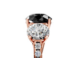 Rose gold Three-Stone Fancy Black Round Cut Diamond Ring with Pavé Band and Prong Setting_29