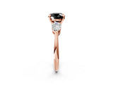 Rose gold Three-Stone Fancy Black Round Cut Diamond Ring with Pear Side Stones and Four-Prong Setting_2