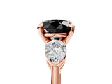 Rose gold Three-Stone Fancy Black Round Cut Diamond Ring with Pear Side Stones and Four-Prong Setting_5
