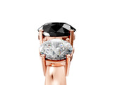 Rose gold Three-Stone Fancy Black Round Cut Diamond Ring with Round Side Stones, Classic Band, and Four-Prong Setting_5