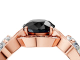 Rose gold Three-Stone Fancy Black Round Cut Diamond Wave Pave Band with Prong Setting_4