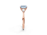 Rose gold Three-Stone Fancy Blue Asscher Cut Brilliant Diamond Solitaire Ring with Tapered Band and Four-Prong Setting_5