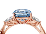 Rose gold Three-Stone Fancy Blue Asscher Cut Brilliant Diamond Solitaire Ring with Tapered Band and Four-Prong Setting_7