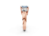 Rose gold Three Stone Fancy Blue Asscher Cut Cut Channel Set Diamond Ring_2