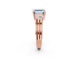 Rose gold Three-Stone Fancy Blue Asscher Cut Cut Classic Band Prong Setting Ring_2