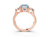 Rose gold Three-Stone Fancy Blue Asscher Cut Cut Classic Band Prong Setting Ring_3