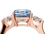 Rose gold Three-Stone Fancy Blue Asscher Cut Cut Classic Band Prong Setting Ring_4