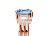 Rose gold Three-Stone Fancy Blue Asscher Cut Cut Classic Band Prong Setting Ring_5