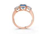 Rose gold Three-Stone Fancy Blue Asscher Cut Cut Diamond Engagement Ring with Flat Band and Four-Prong Setting_15