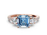 Rose gold Three-Stone Fancy Blue Asscher Cut Cut Diamond Pavé Band with Prong Setting_15