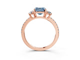Rose gold Three-Stone Fancy Blue Asscher Cut Cut Diamond Pavé Band with Prong Setting_18