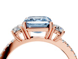 Rose gold Three-Stone Fancy Blue Asscher Cut Cut Diamond Pavé Band with Prong Setting_19