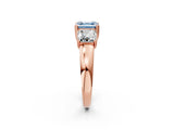 Rose gold Three-Stone Fancy Blue Asscher Cut Cut Diamond Ring with Channel Set Band and Four-Prong Setting_2
