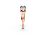 Rose gold Three-Stone Fancy Blue Asscher Cut Cut Diamond Ring with Channel Set Band and Four-Prong Setting_26