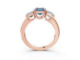 Rose gold Three-Stone Fancy Blue Asscher Cut Cut Diamond Ring with Channel Set Band and Four-Prong Setting_27