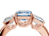 Rose gold Three-Stone Fancy Blue Asscher Cut Cut Diamond Ring with Channel Set Band and Four-Prong Setting_28