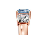 Rose gold Three-Stone Fancy Blue Asscher Cut Cut Diamond Ring with Channel Set Band and Four-Prong Setting_29