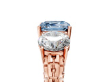 Rose gold Three-Stone Fancy Blue Asscher Cut Cut Diamond Ring with Channel-Set Band and Prong Setting_17