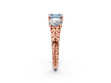 Rose gold Three-Stone Fancy Blue Asscher Cut Cut Diamond Ring with Channel-Set Band and Prong Setting_2