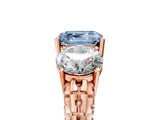 Rose gold Three-Stone Fancy Blue Asscher Cut Cut Diamond Ring with Channel-Set Band and Prong Setting_5