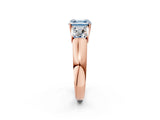 Rose gold Three-Stone Fancy Blue Asscher Cut Cut Diamond Ring with Prong Setting and Classic Band_2
