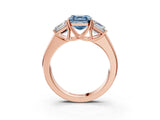 Rose gold Three-Stone Fancy Blue Asscher Cut Cut Diamond Ring with Prong Setting and Classic Band_3