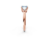 Rose gold Three-Stone Fancy Blue Asscher Cut Cut Diamond Ring with Trillion Side Stones and Four-Prong Setting_5