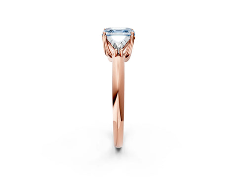 Rose gold Three-Stone Fancy Blue Asscher Cut Cut Diamond Ring with Trillion Side Stones and Four-Prong Setting_5