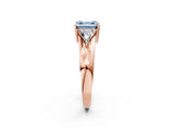 Rose gold Three-Stone Fancy Blue Asscher Cut Cut Diamond Ring with Trillion Side Stones on a Split Shank Band_2