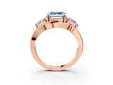 Rose gold Three-Stone Fancy Blue Asscher Cut Cut Diamond Split Shank Prong Set Ring_15