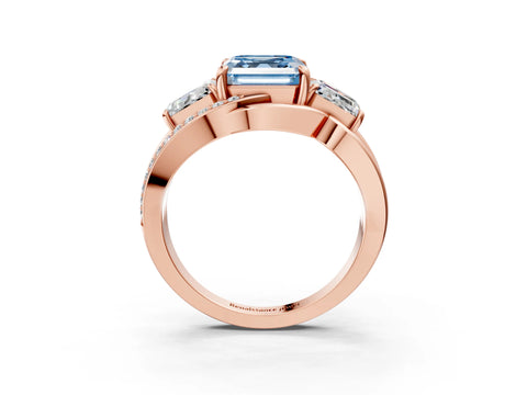 Rose gold Three-Stone Fancy Blue Asscher Cut Cut Diamond Split Shank Prong Set Ring_15