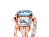 Rose gold Three-Stone Fancy Blue Asscher Cut Cut Diamond Split Shank Prong Set Ring_17