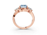 Rose gold Three-Stone Fancy Blue Asscher Cut Cut Diamond Split Shank Prong Set Ring_3