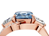 Rose gold Three-Stone Fancy Blue Asscher Cut Cut Diamond Split Shank Prong Set Ring_4